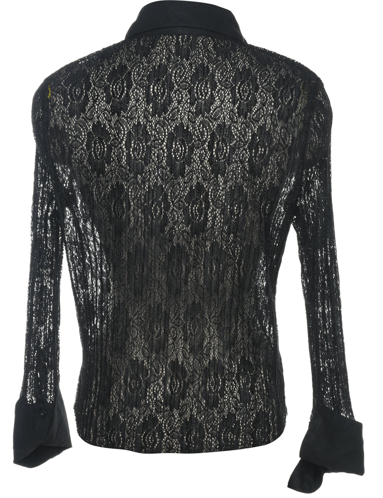 Black Lace Evening Shirt - M