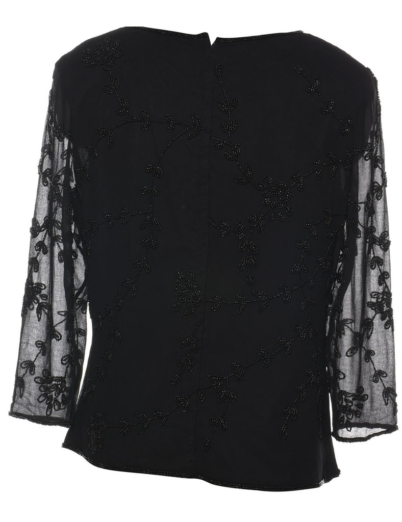 Black Lace Evening Top - M