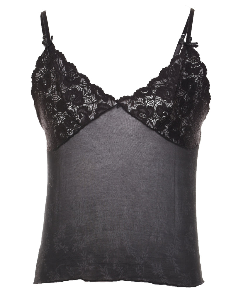 Black Lace Trim 1990s Camisole - XS