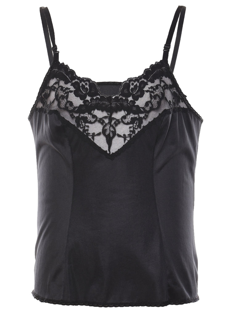 Black Lace Trim Camisole - M