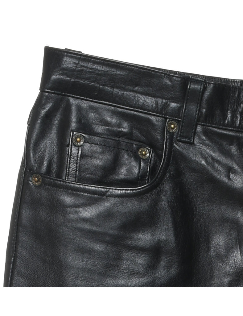 Black Leather Trousers - W32 L28