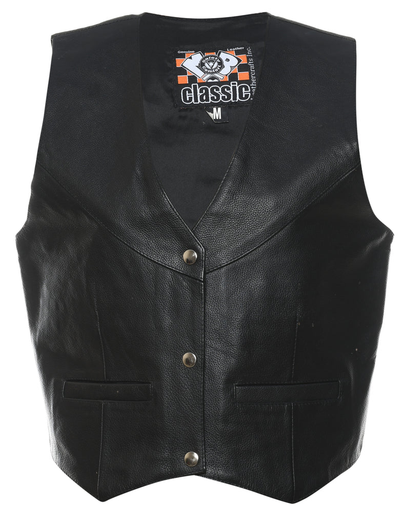 Black Leather Waistcoat - M