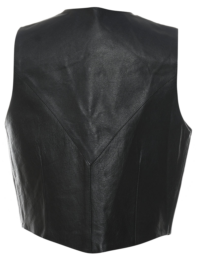 Black Leather Waistcoat - M