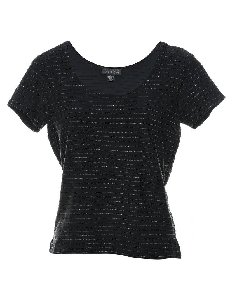 Black Metallic Evening Top - S