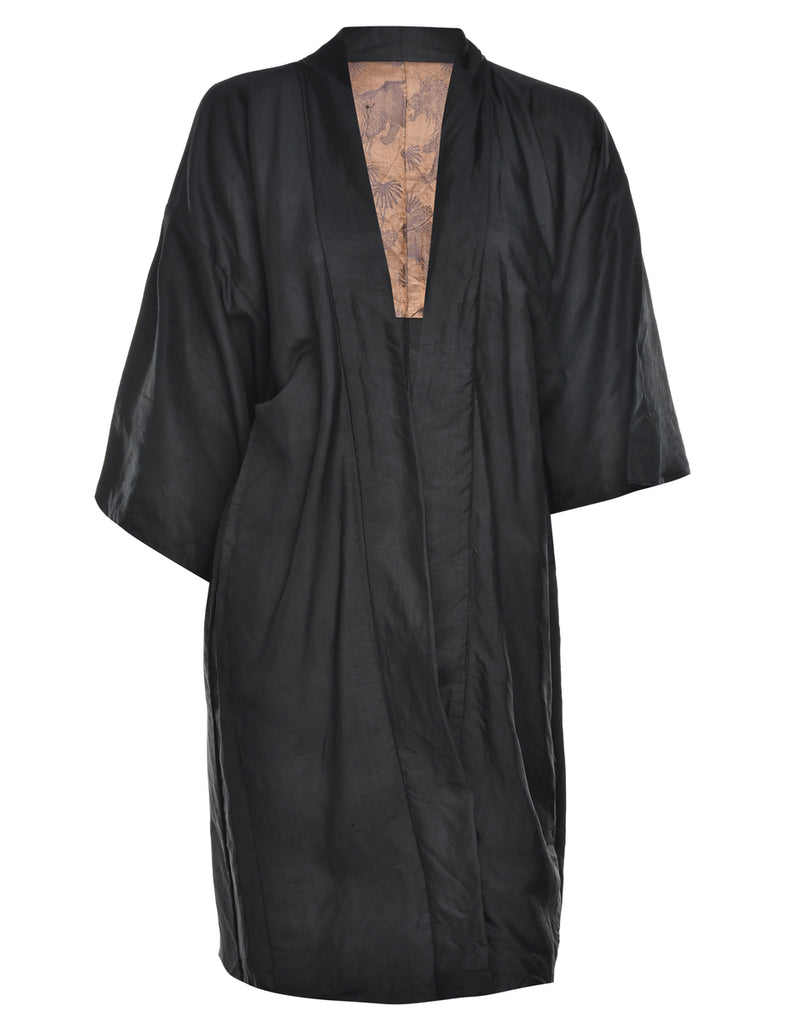 Black Midi Length Kimono - M