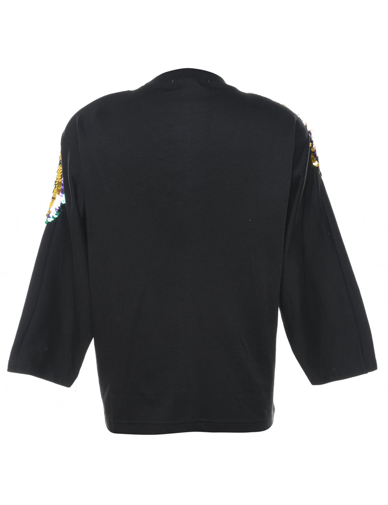 Black & Multi-Colour Sequined Sweatshirt - L