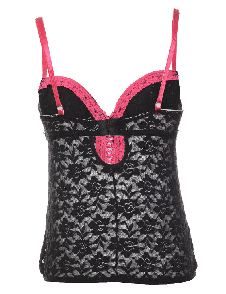 Black & Pink Lace Y2K Babydoll - XS