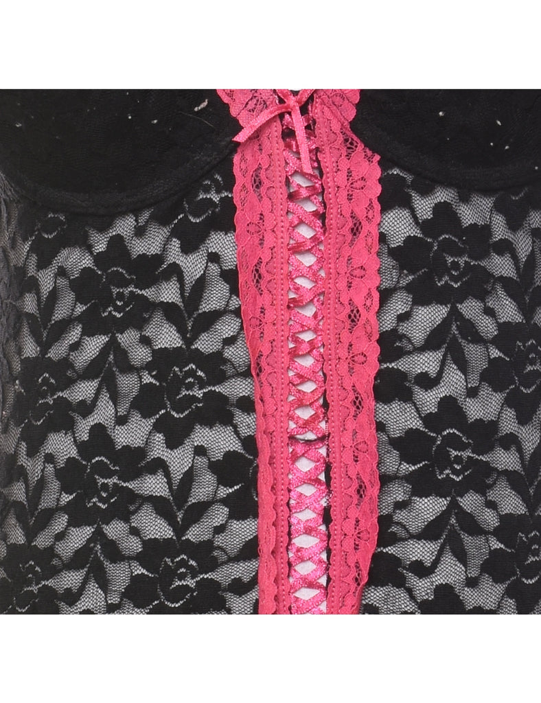 Black & Pink Lace Y2K Babydoll - XS