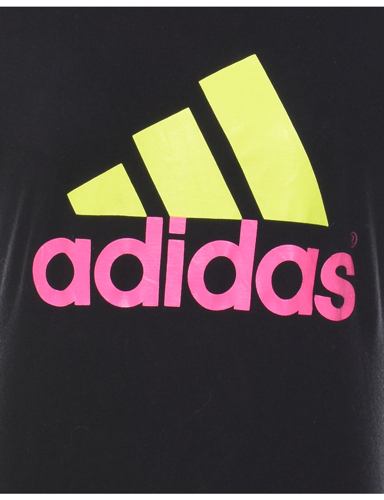 Black, Pink & Yellow Classic Adidas Printed T-shirt - M