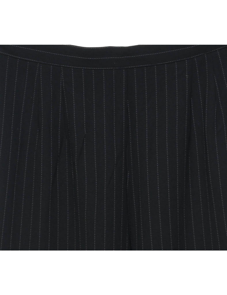 Black Pinstriped Tapered Trousers - W30 L30