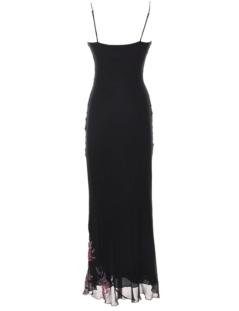 Black, Purple & Pink Embroidered Y2K Evening Dress - XS