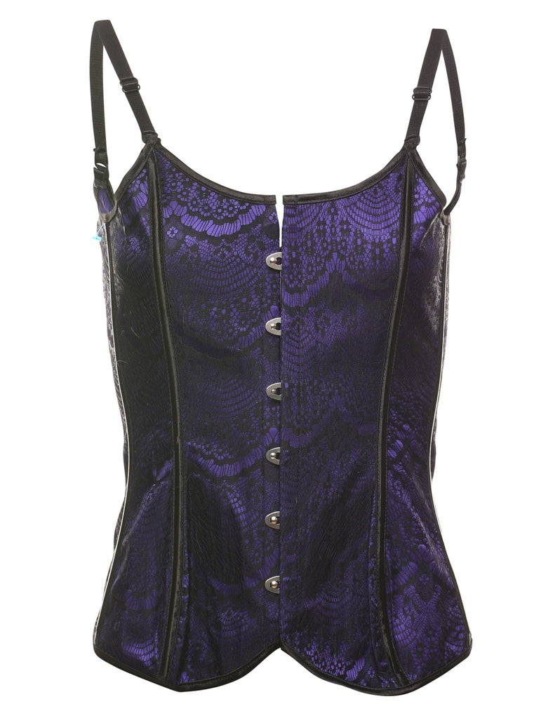 Black & Purple Strappy Lace Corset - S