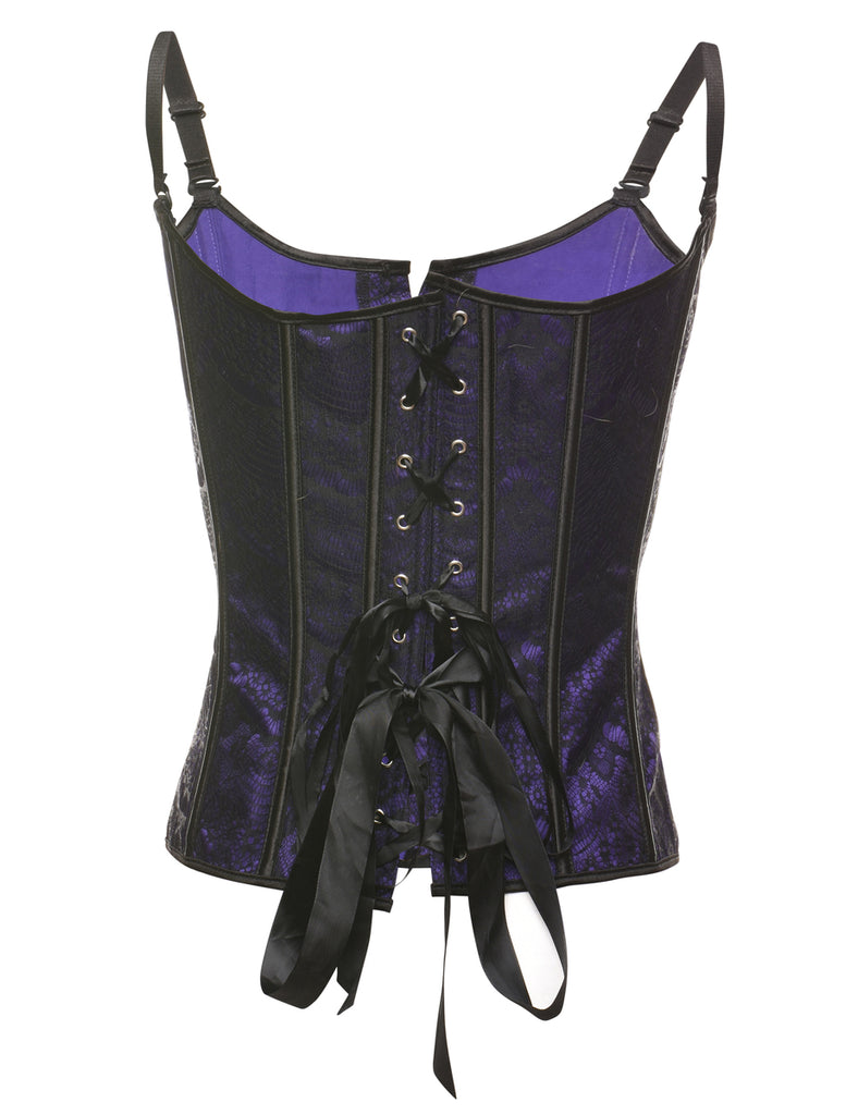 Black & Purple Strappy Lace Corset - S