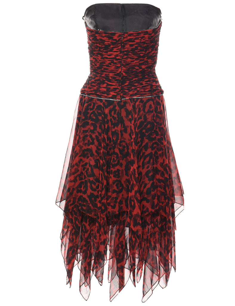 Black & Red Handkerchief Hem Y2K Dress - M