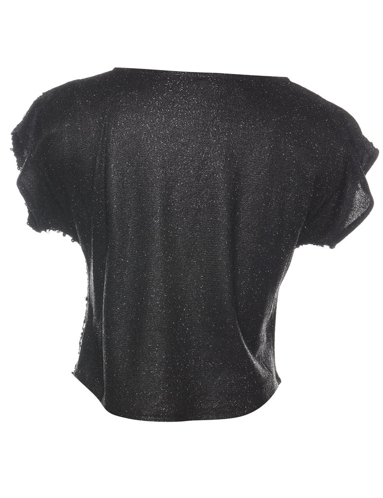 Black Sequined Evening Top - M