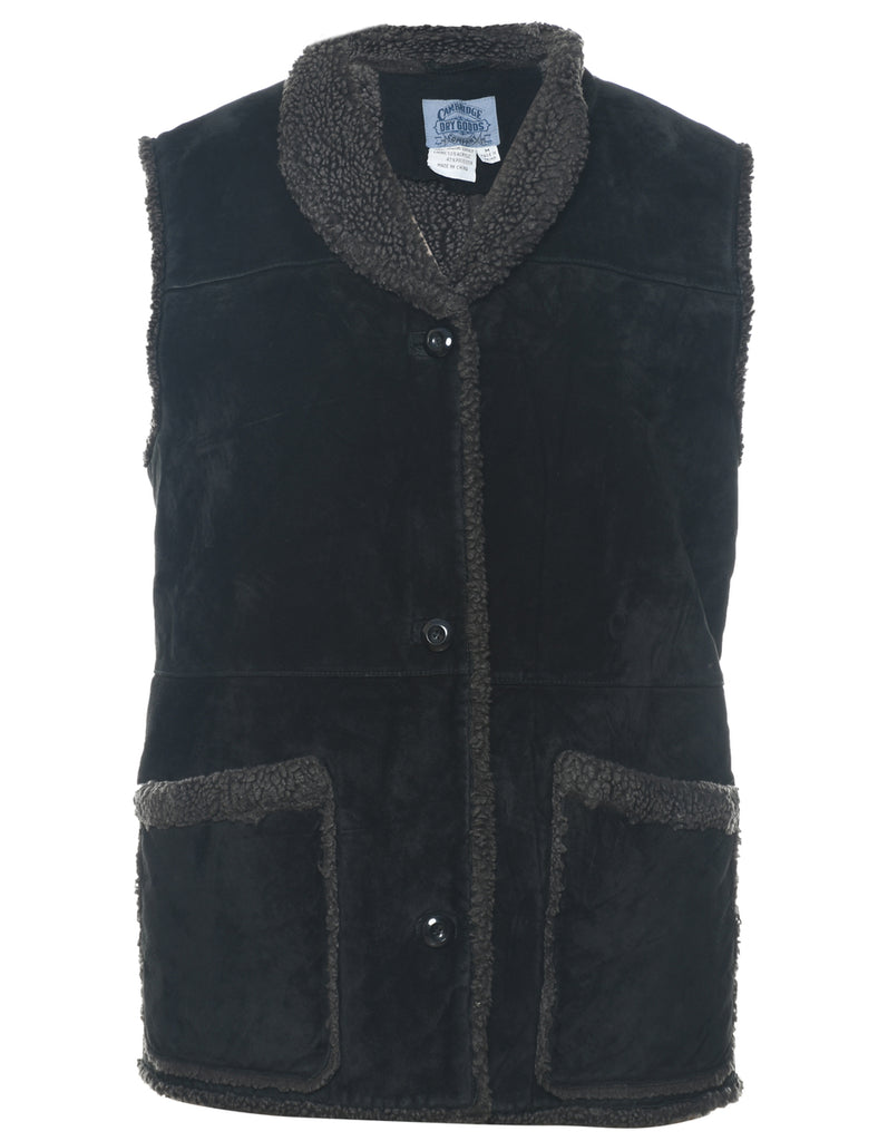 Black Shearling Suede Jacket - M