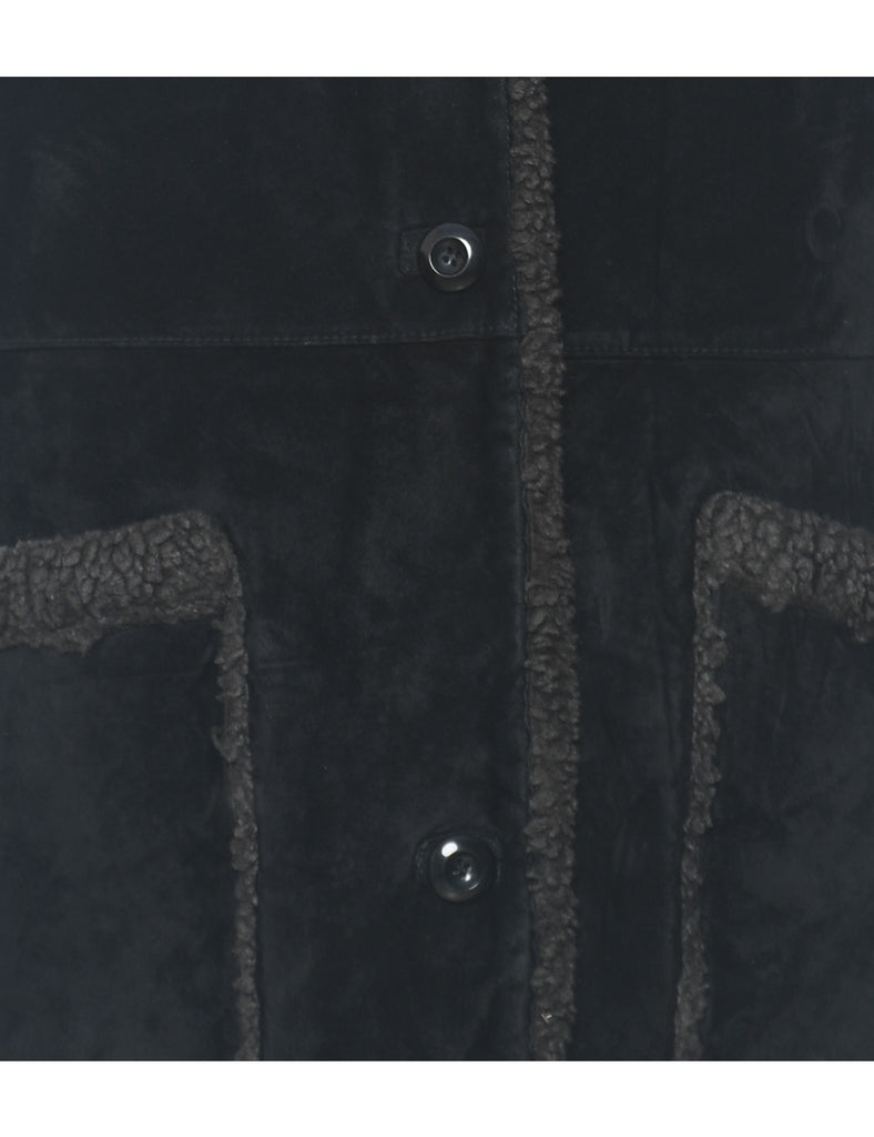 Black Shearling Suede Jacket - M