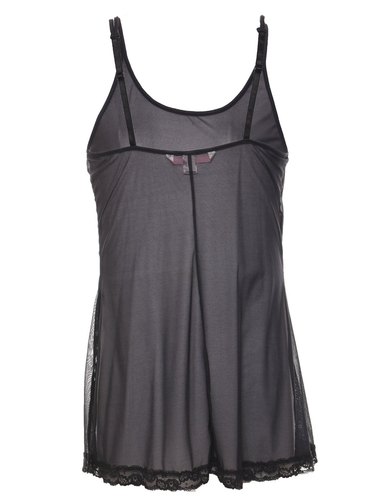 Black Sheer 1990s Slip Dress - S