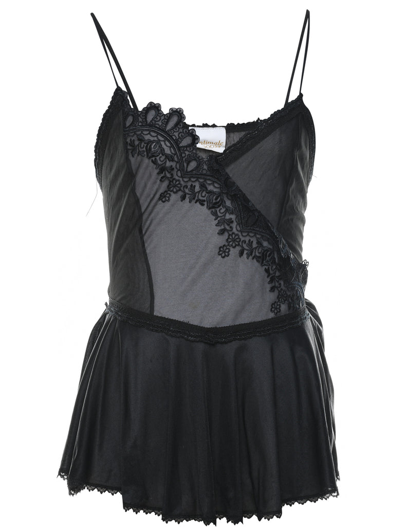 Black Sheer Lace 1990s Babydoll - S