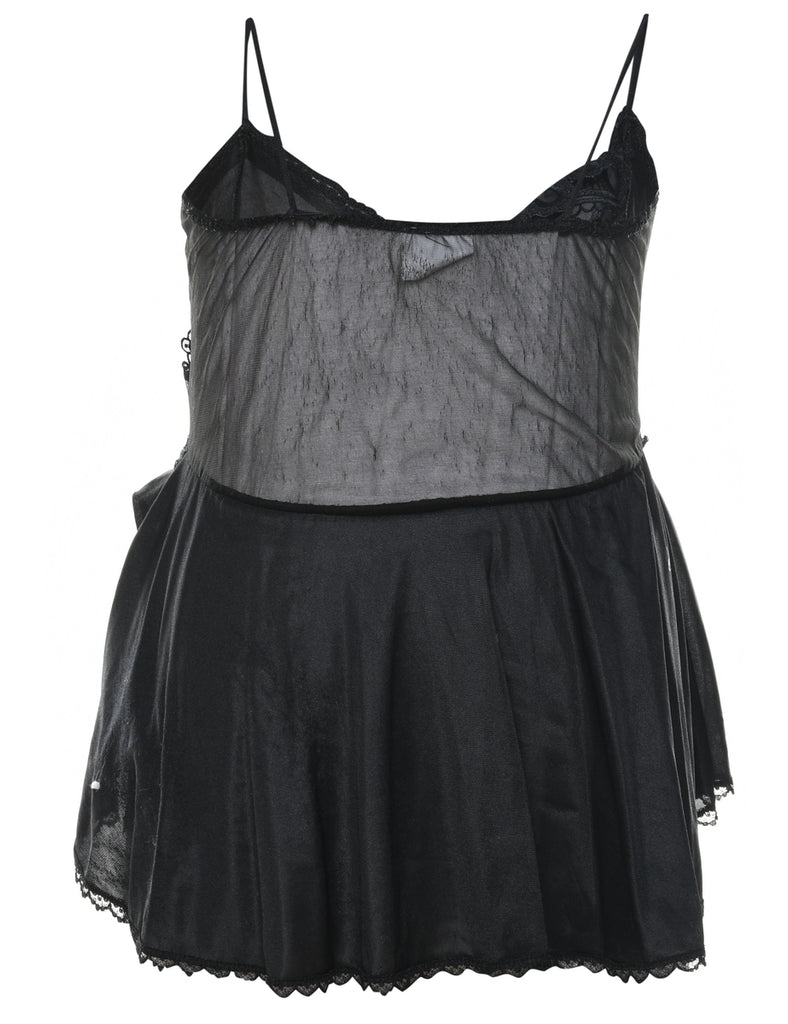 Black Sheer Lace 1990s Babydoll - S