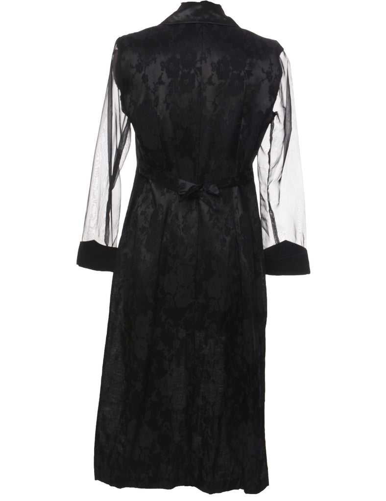 Black Sheer-Sleeved Evening Dress  - M