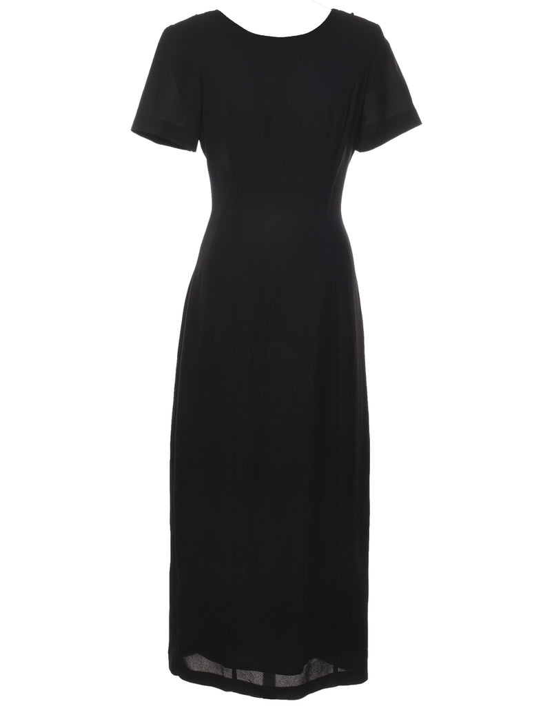 Black Short-Sleeve Maxi Evening Dress - M