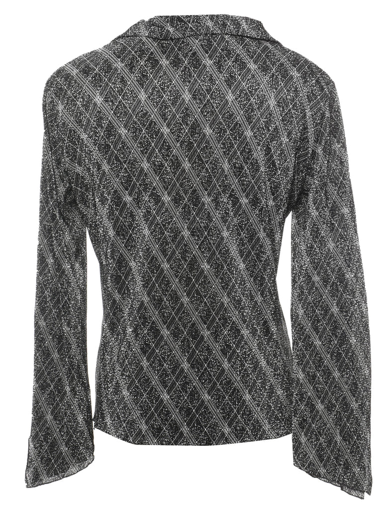 Black & Silver Y2K Sparkly Printed Top - M