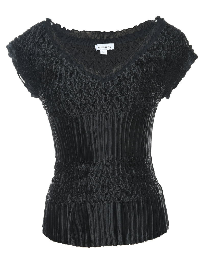 Black Smocked Evening Top - S