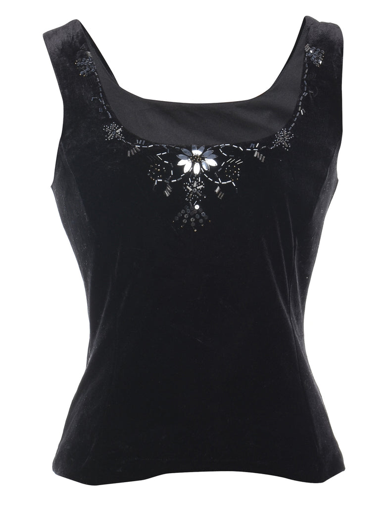 Black Sparkly Sleeveless Evening Top - M