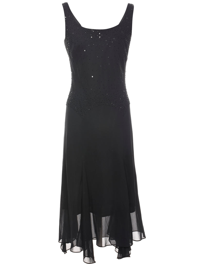 Black Sparkly Y2K Evening Dress - M