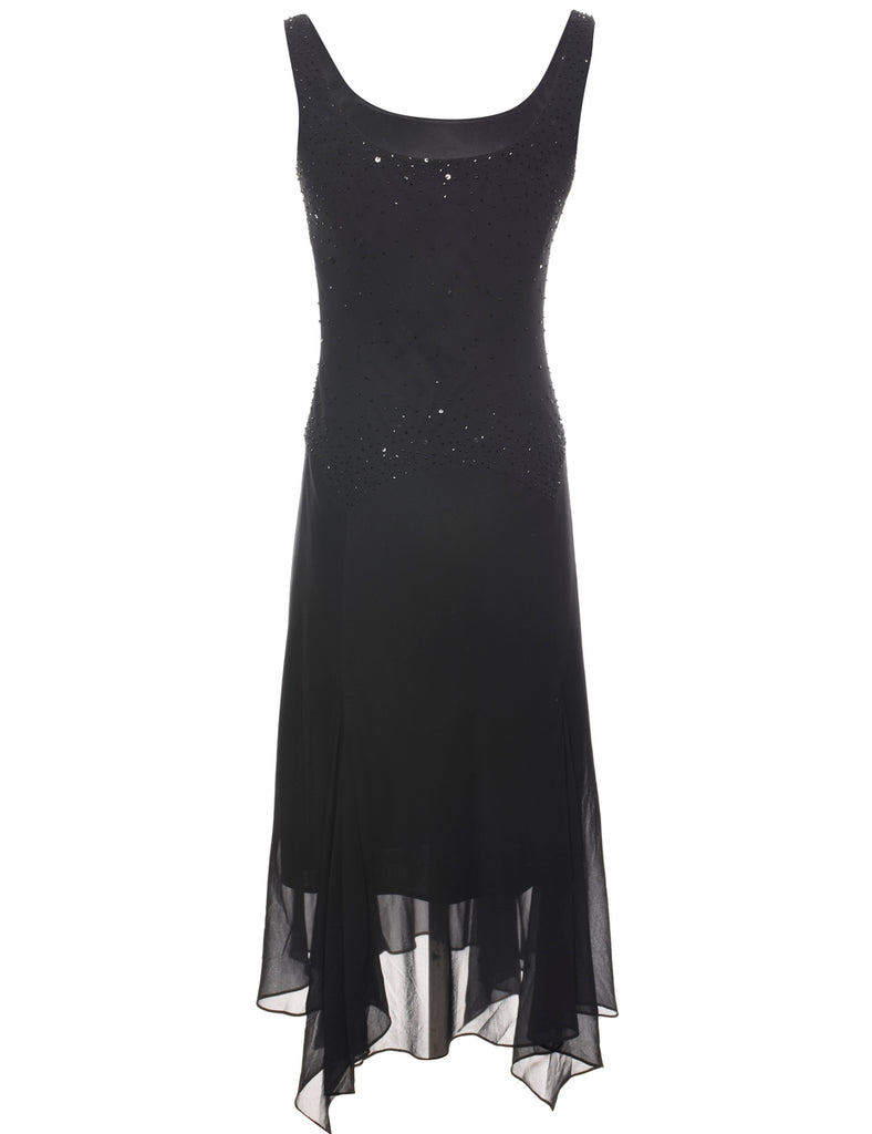 Black Sparkly Y2K Evening Dress - M