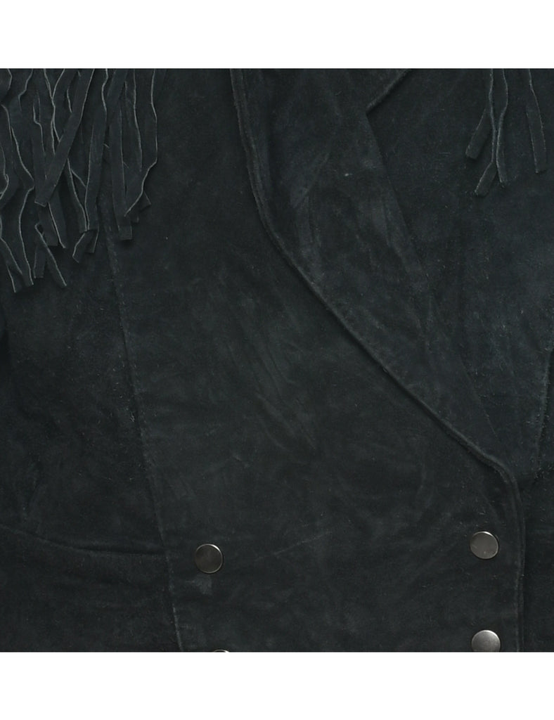 Black Suede Fringing Jacket - L