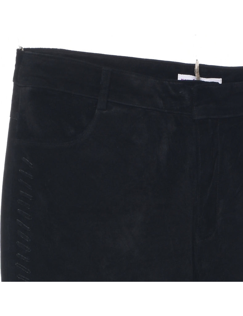 Black Suede Trousers - W32 L31