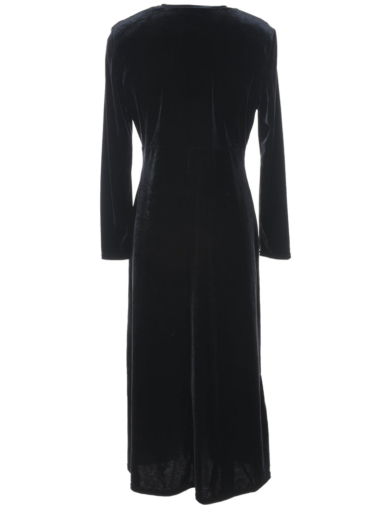 Black Velvet Evening Dress - M