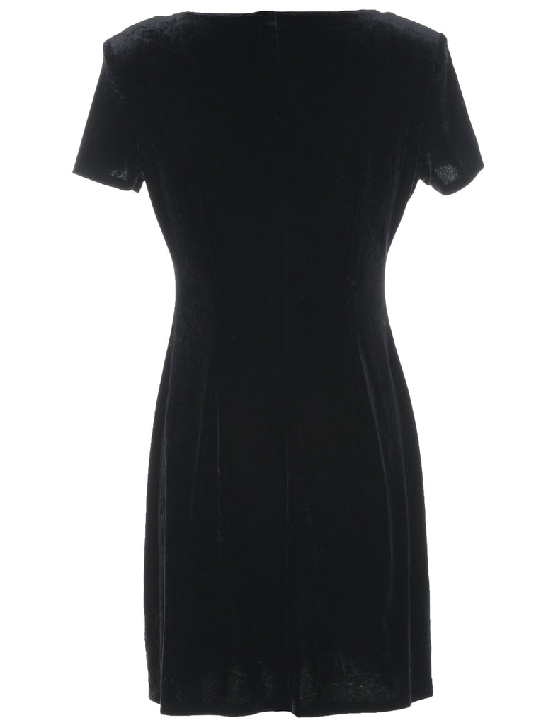 Black Velvet Evening Dress - M