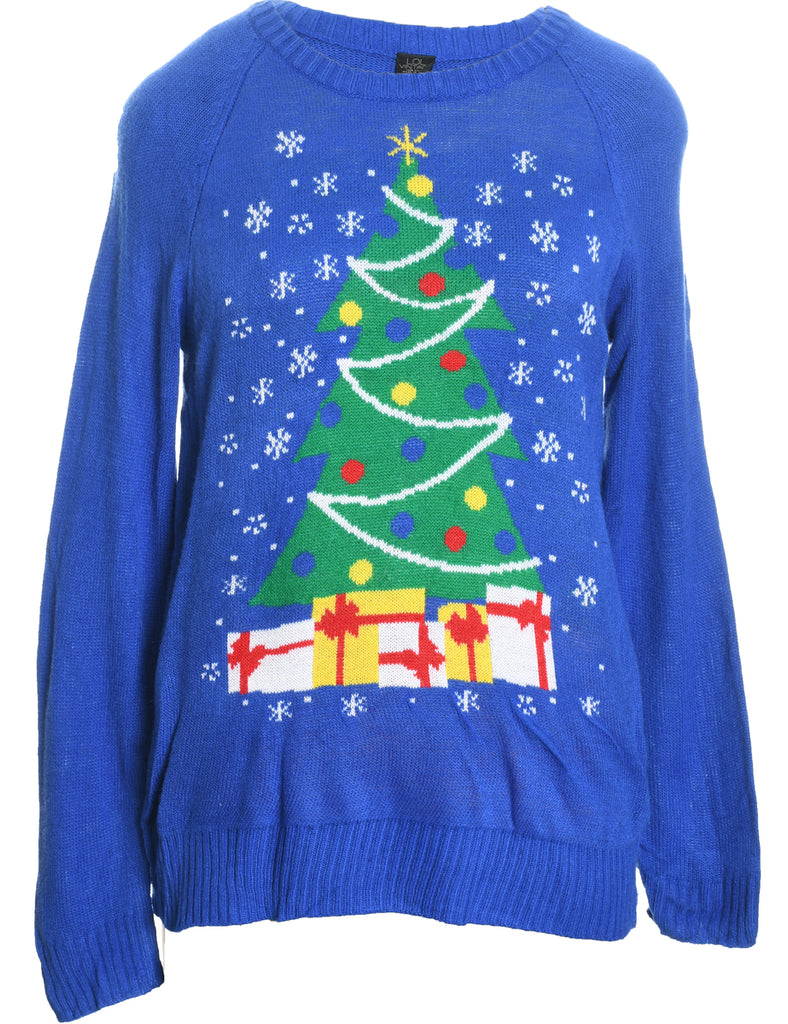 Blue Christmas Jumper - L