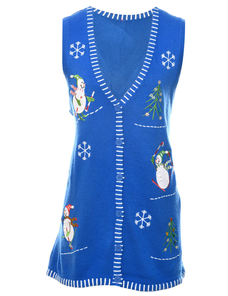 Blue Christmas Vest - L