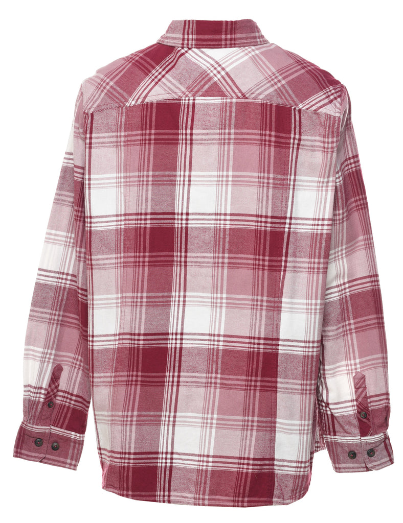 Blue Mountain 1990s Maroon & White Checked Flannel Shirt - L