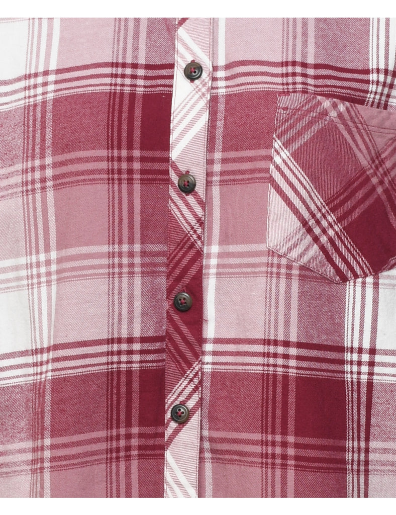 Blue Mountain 1990s Maroon & White Checked Flannel Shirt - L