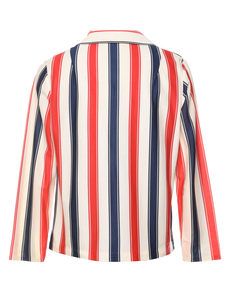 Blue & Red Striped Double-Breasted Blazer  - M