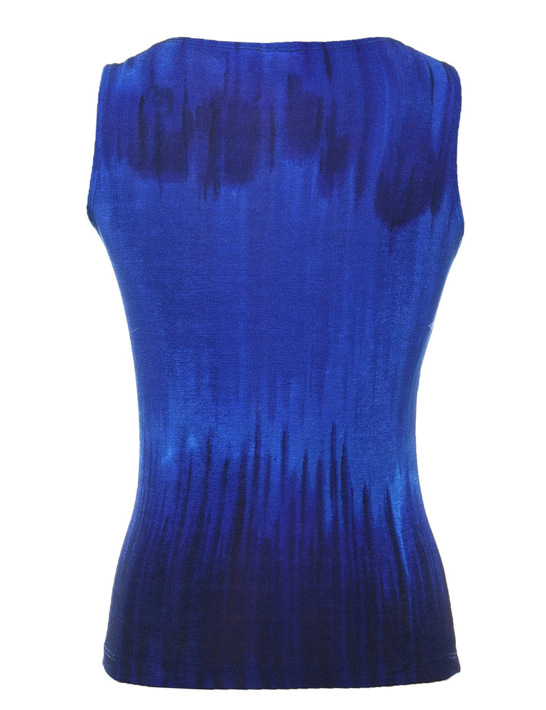 Blue Sleeveless Ombre Printed Top - XS