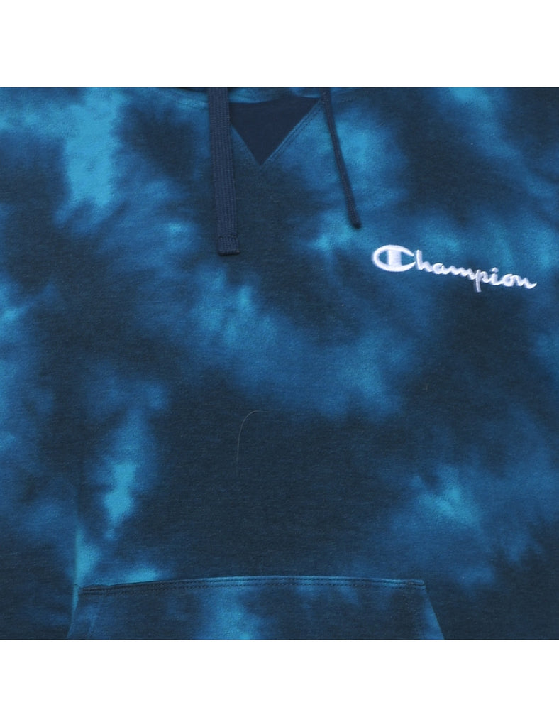 Blue Tie-Dye Champion Hoodie - XL