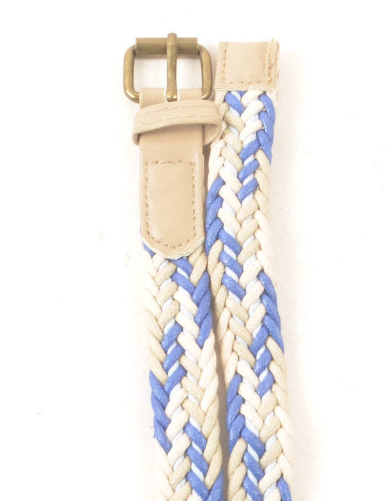 Blue  & White Slim Woven Belt - L