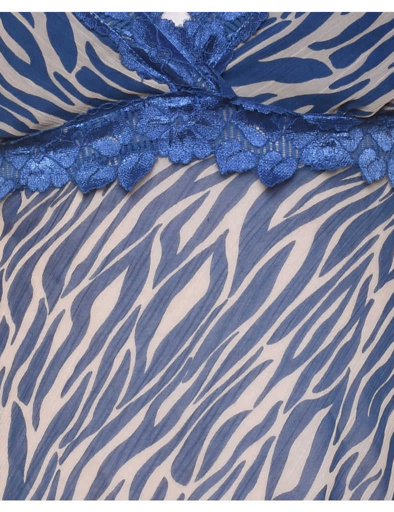 Blue & White Zebra Print Y2K Camisole Top - S