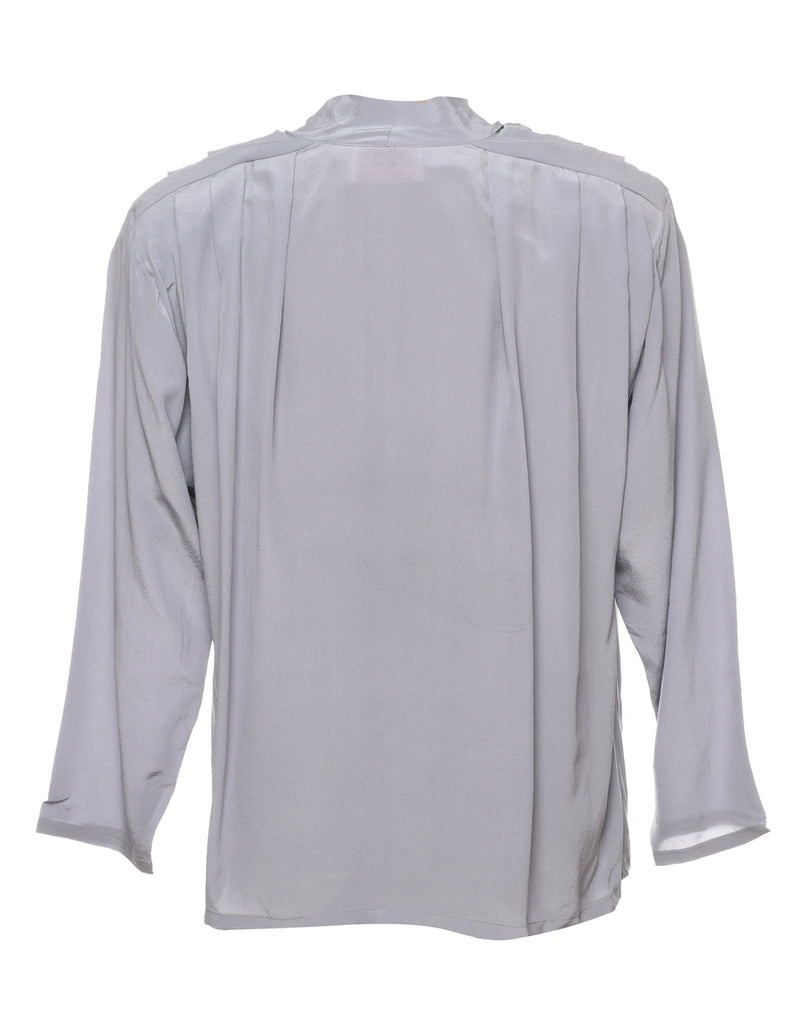 Boda Silver Cowl Neck Silk Top - L