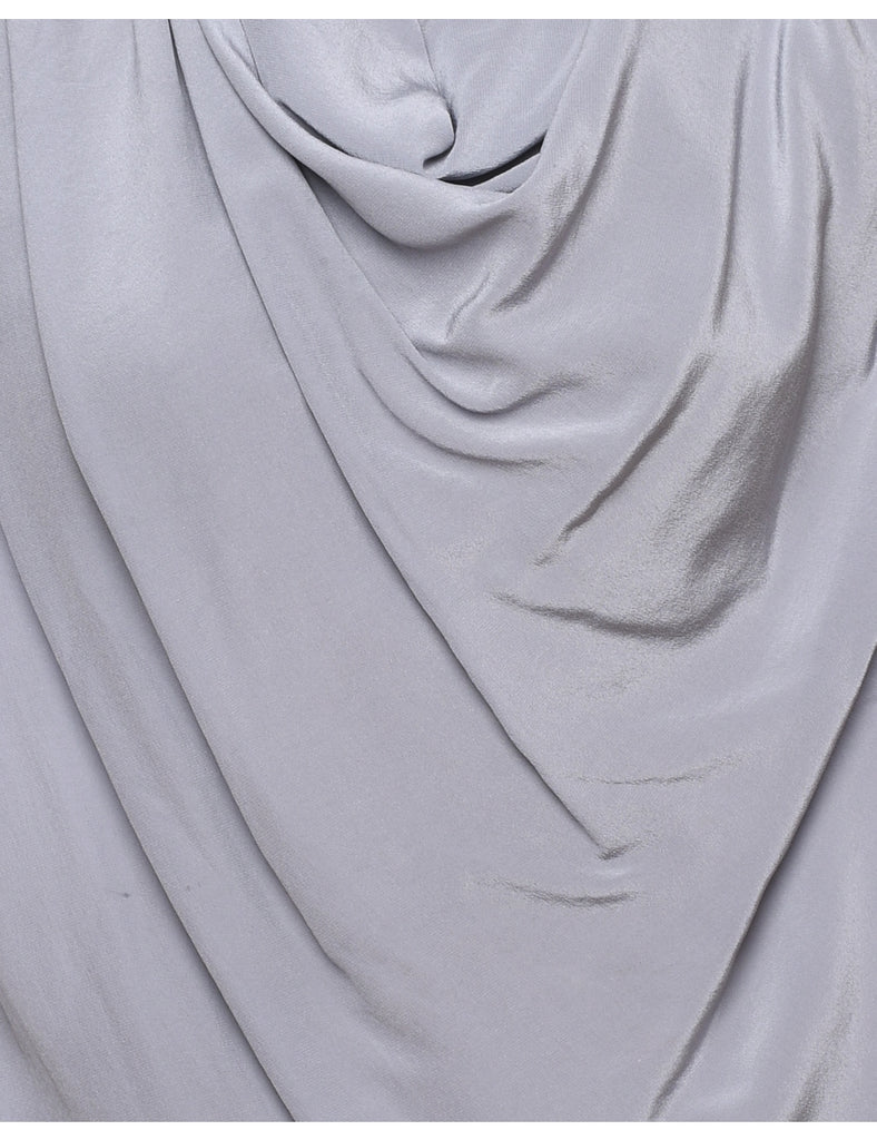 Boda Silver Cowl Neck Silk Top - L