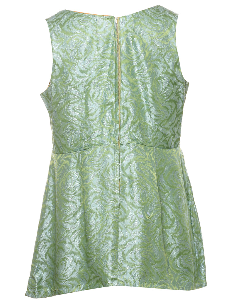 Brocade Design Green 1960s Mini Dress - L