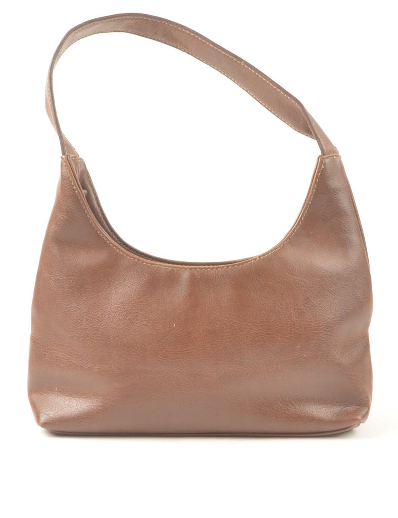 Brown & Black Y2K Leather Baguette Bag - S