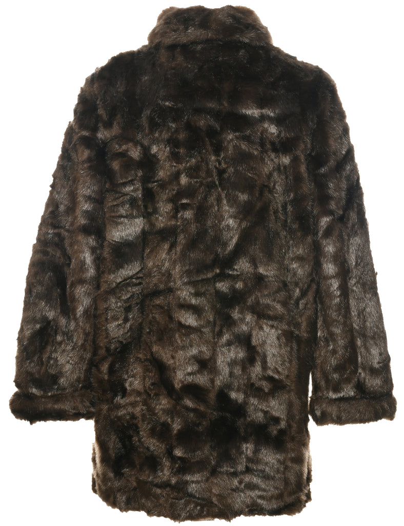 Brown Faux Fur Coat - M