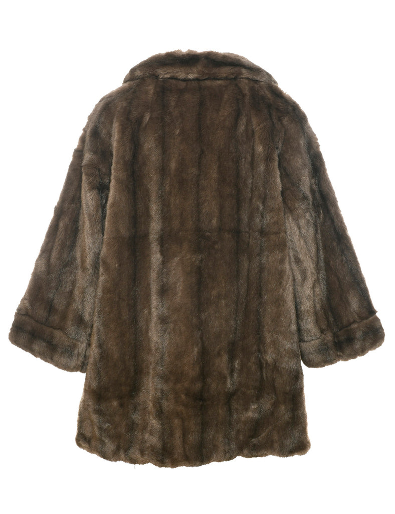 Brown Faux Fur Coat - M